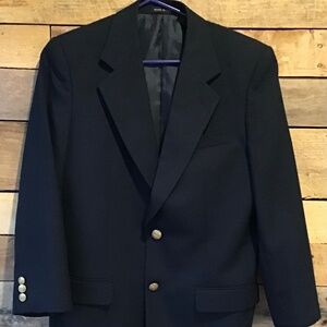 Stanley Blacker Teens 18R Black Preppy Gold Button Front Blazer pockets Lined
